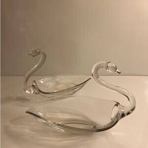 Vintage Duncan & Miller Clear Glass Open Back Swan Dishes